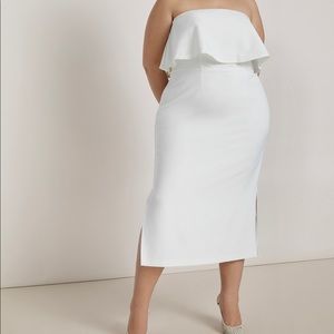 Eloquii Off White Ruffle Strapless dress Sz 18